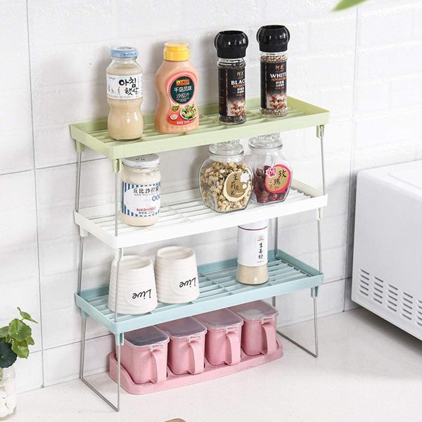 Folding Stack Up Shelf For Spice Jars Cabinet Shelves